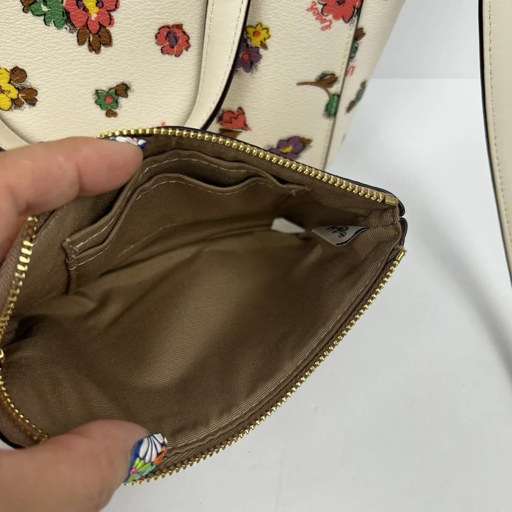 Coach Alice Satchel Crossbody Purse Bag Floral Print CA228 And Small Wallet